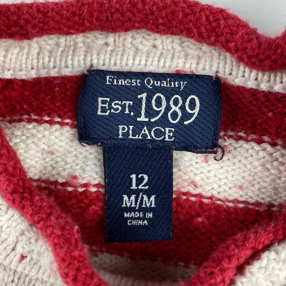 1989 Place Red & White Striped Christmas Reindeer Knit Sweater 12 M… - Picture 6 of 8